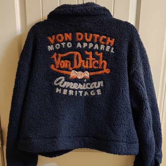 Von Dutch Women's Dark Blue Teddy Jacket - Picture 6 of 6